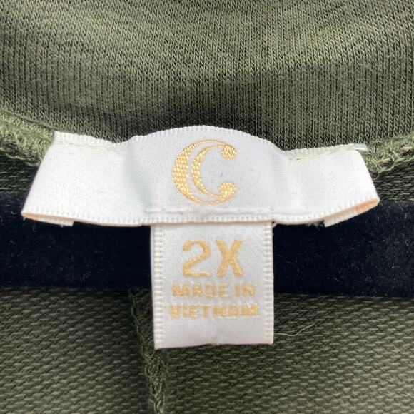 Charming Charlie Olive Green Lightweight Cold Shoulder V Neck Blouse Shirt Top - Picture 2 of 6